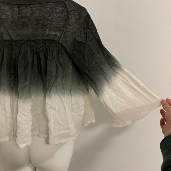 Ryu Linen Blend Ombre Lightweight Flowy Boho Hippie Tie Front Top size Medium - Picture 3 of 11